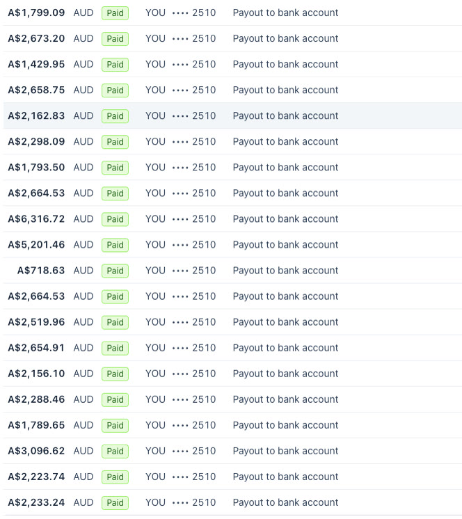 Justin: payouts